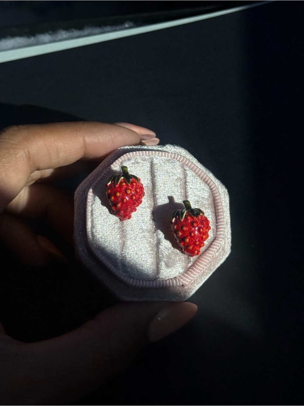 Vintage 1960s small strawberry clip on earrings